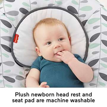 Fisher-Price See & Soothe Deluxe Bouncer - Climbing Leaves, portable soothing baby seat with vibrations and music