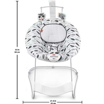 Fisher-Price See & Soothe Deluxe Bouncer - Climbing Leaves, portable soothing baby seat with vibrations and music
