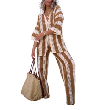 NIFTRIRY Women Crochet Set - Elegant 2 Piece Cover Up Outfit for Beach Vacation