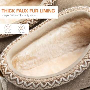DREAM PAIRS Women's Fuzzy Cozy Slippers Genuine Suede Indoor Outdoor Fluffy Home Comfy Winter Slip On Cute Warm Memory Foam Furry Shoes FuzzyEasy,Size 11,Sand,SDSL2412W