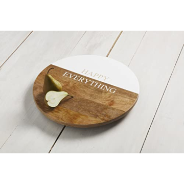 Mud Pie Happy Everything Hand-Painted Mango Wood Lazy Susan