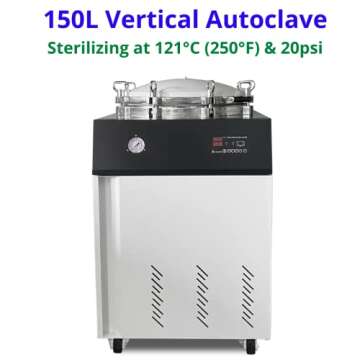 SH Scientific Smart 150L Vertical Autoclave. Glassware, Mushroom Grain and Culture Media Sterilizati...