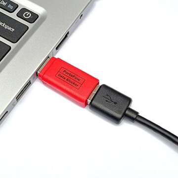 PortaPow 3rd Gen USB Data Blocker (Red 2 Pack) - Protect Against Juice Jacking