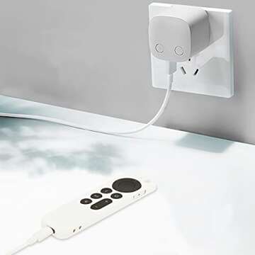 LEFXMOPHY White Cover Replacement for Apple TV Siri Remote 3rd Generation 2021-2024 New 4k Series 6 Generation 6th Gen Control, Silicone Skin Protector Glow Green in Dark with Lanyard, Easy to Find