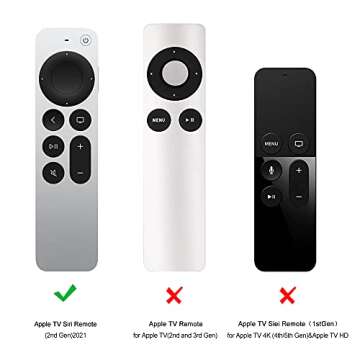 LEFXMOPHY White Cover Replacement for Apple TV Siri Remote 3rd Generation 2021-2024 New 4k Series 6 Generation 6th Gen Control, Silicone Skin Protector Glow Green in Dark with Lanyard, Easy to Find