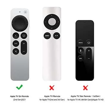 LEFXMOPHY White Cover Replacement for Apple TV Siri Remote 3rd Generation 2021-2024 New 4k Series 6 Generation 6th Gen Control, Silicone Skin Protector Glow Green in Dark with Lanyard, Easy to Find
