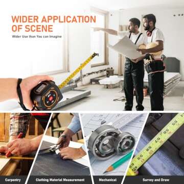 Digital Laser Tape Measure with Type-C Charging, 131/197-ft Laser Tape Measure & 16-ft Tape Measure ...