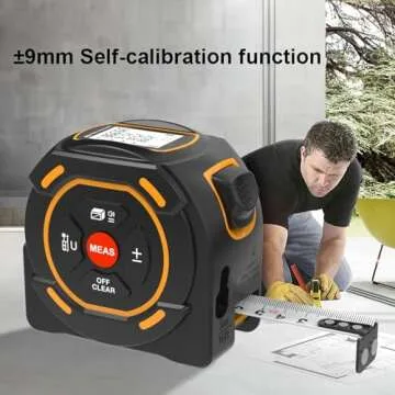 Digital Laser Tape Measure with Type-C Charging, 131/197-ft Laser Tape Measure & 16-ft Tape Measure 2-in-1 Tools, N/in/ft Units Pythagorean, Area, Volume Measuring, for Woodworker and DIY Tasks (40M)