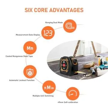 Digital Laser Tape Measure with Type-C Charging, 131/197-ft Laser Tape Measure & 16-ft Tape Measure 2-in-1 Tools, N/in/ft Units Pythagorean, Area, Volume Measuring, for Woodworker and DIY Tasks (40M)