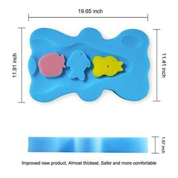 HALLO Soft Infant Bath Sponge Skid Proof Baby Bath Mat Newborn Odor Free (Blue)
