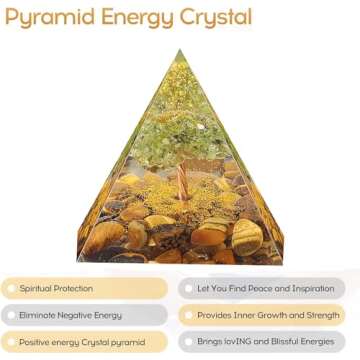 EternalOrgone Orgone Pyramid Kit for Positive Energy Amethyst&Obsidian Reiki Charged Energy Pyramid Generator for Protection Meditation Orgonite Pyramids Promotes Wealth (Yellow)