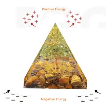EternalOrgone Orgone Pyramid Kit for Positive Energy Amethyst&Obsidian Reiki Charged Energy Pyramid Generator for Protection Meditation Orgonite Pyramids Promotes Wealth (Yellow)