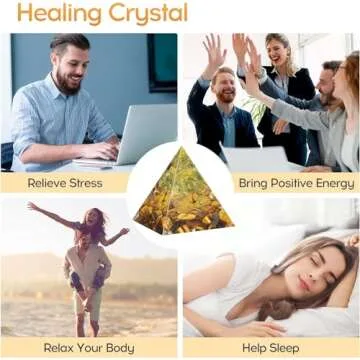 EternalOrgone Orgone Pyramid Kit for Positive Energy Amethyst&Obsidian Reiki Charged Energy Pyramid Generator for Protection Meditation Orgonite Pyramids Promotes Wealth (Yellow)