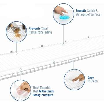 Wire Shelf Liner - 16" x 48" Flat Packed - Set of 4 - Clear - Wire Shelf Liners for Closets, Pantry ...