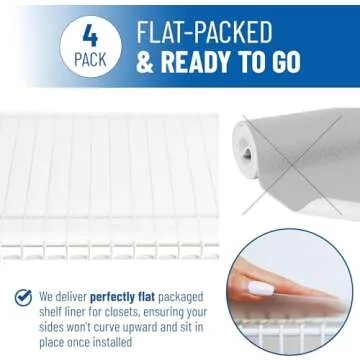 Wire Shelf Liner - 16" x 48" Flat Packed - Set of 4 - Clear - Wire Shelf Liners for Closets, Pantry and More - Plastic Closet Liner for Shelves - Easy to Trim - Wire Rack Cover - Closet Shelf Liner