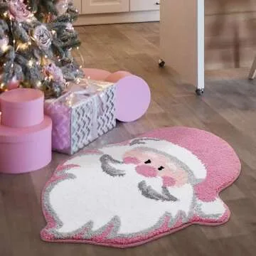 YIKUSH Santa Claus Bathroom Rug - Soft, Absorbent, Festive