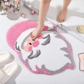 YIKUSH Santa Claus Bathroom Rug - Soft, Absorbent, Festive