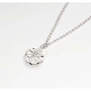 Sweet 16 Gift for Girls • Diamond Starburst Pendant • Happy 16th Birthday • Silver • Sixteen Years Old • For Daughter Niece Goddaughter • Dainty Necklace • Milestone Celebration Jewelry