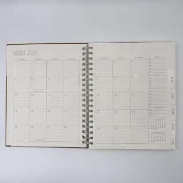 Rae Dunn PLANNER 2025 Planner - 17 MONTHS - Aug 2024 to Dec 2025 - Kraft Hard Cover - 10 X 8 in