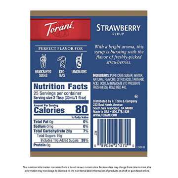 Torani Syrup, Strawberry, 25.4 Ounce (Pack of 1)