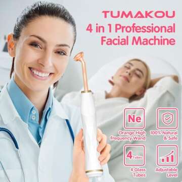 TUMAKOU Portable High Frequency Facial Machine - Orange High Frequency Face Skin Wand Device