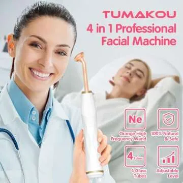 TUMAKOU Portable High Frequency Facial Machine - Orange High Frequency Face Skin Wand Device