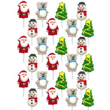 Christmas Lollipops - Holiday Suckers - 24 Individually Wrapped Bulk - Christmas Candy Variety Pack ...