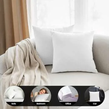Foamily Throw Pillow Insert 24 x 24 inch (Set of 2) Hypoallergenic Euro Sham 100% Virgin Fiber Bed, Sofa, Couch Decorative Indoor Pillows Made in USA