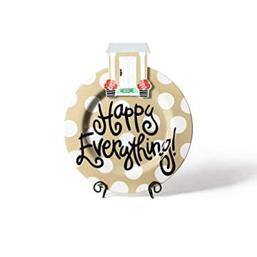 Neutral Dot Big Happy Everything Round Platter Ceramic