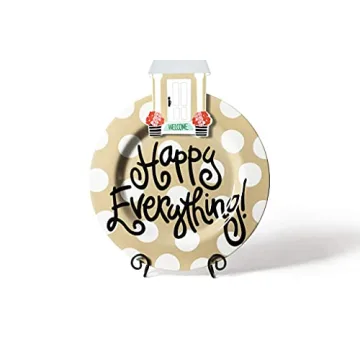 Neutral Dot Big Happy Everything Round Platter Ceramic