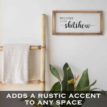 Welcome To The Shitshow Sign 8x17 Inch, Rustic Sign, Welcome To Shitshow Home, Vintage Sign, Welcome To Our Shitshow Sign with Wood Frame