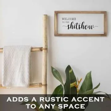 Welcome To The Shitshow Sign 8x17 Inch, Rustic Sign, Welcome To Shitshow Home, Vintage Sign, Welcome To Our Shitshow Sign with Wood Frame