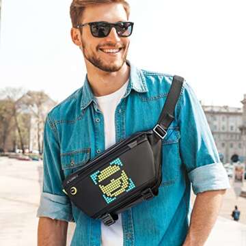 Divoom Sling Bag with LED Display, Crossbody Waterproof Shoulder Chest Backpack Cycling Travel Daypa...