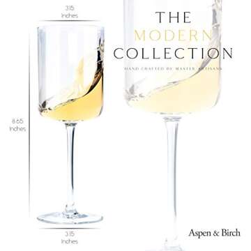 Aspen & Birch - Modern Wine Glasses Set of 6 - Red Wine Glasses or White Wine Glasses, Crystal Stemw...