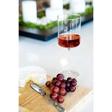 Aspen & Birch - Modern Wine Glasses Set of 6 - Red Wine Glasses or White Wine Glasses, Crystal Stemware, Long Stem Wine Glasses Set, Clear, 15 oz, Hand Blown Glass Crafted by Artisans