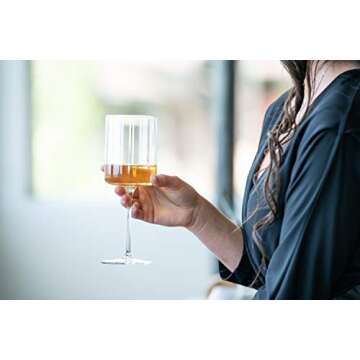 Aspen & Birch - Modern Wine Glasses Set of 6 - Red Wine Glasses or White Wine Glasses, Crystal Stemware, Long Stem Wine Glasses Set, Clear, 15 oz, Hand Blown Glass Crafted by Artisans