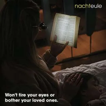 Nachteule Rechargeable Reading Light for Glasses, Headphones or Headband (Included). LED Book Light. Award Winning Clip-on Design Made in Germany. Complimentary Protective Case Included