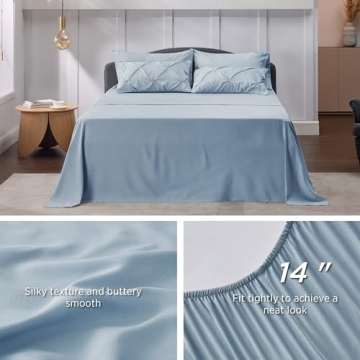 Bedsure Queen Comforter Set Light Blue 7 Pieces Bed in a Bag