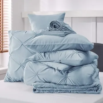 Bedsure Queen Comforter Set Light Blue 7 Pieces Bed in a Bag