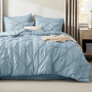 Bedsure Queen Comforter Set Light Blue 7 Pieces Bed in a Bag