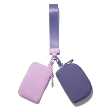 Viverte Mini Zip Around Keychain Wristlet Wallet for Women - Lavender+Purple