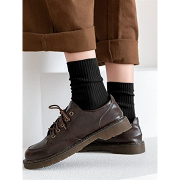 ACCFOD Womens Cute Crew Socks Casual Athletic Aesthetic Socks Neutral Cotton Socks for Women Granola Girls Clothes