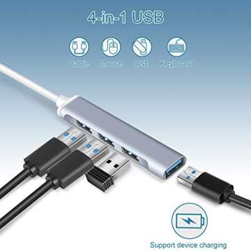 WONKEGONKE USB Hub Port Splitter: USB Port Expander - USB 3.0 Hub USB Dongle Multiport for Laptop PC...