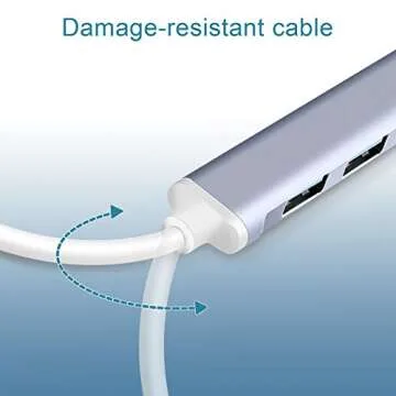 WONKEGONKE USB Hub Port Splitter: USB Port Expander - USB 3.0 Hub USB Dongle Multiport for Laptop PC Dell HP (4-Port)