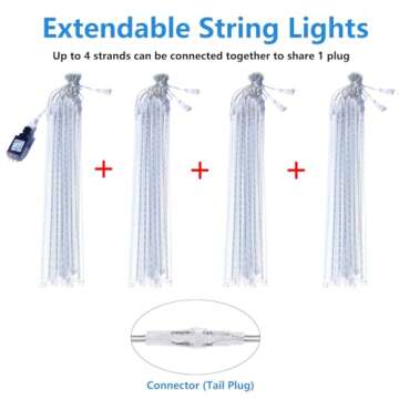 Aluan Christmas Lights Outdoor Meteor Shower Lights 16 Inch 10 Tubes 360 LED Waterproof for Holiday ...