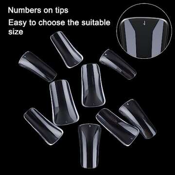 gootrades Duck Fan Flare Full Cover Nail Tips, 504PCS Clear Natural Crystal Feet Styel for Wide French False Extension, All Acrylic Nails Professional Y2K-ins paire Designs(12 Size), Transparent