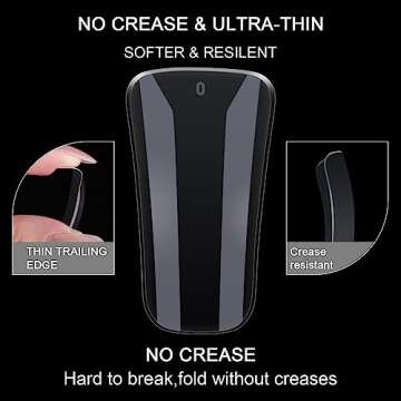 gootrades Duck Fan Flare Full Cover Nail Tips, 504PCS Clear Natural Crystal Feet Styel for Wide French False Extension, All Acrylic Nails Professional Y2K-ins paire Designs(12 Size), Transparent