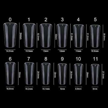 gootrades Duck Fan Flare Full Cover Nail Tips, 504PCS Clear Natural Crystal Feet Styel for Wide French False Extension, All Acrylic Nails Professional Y2K-ins paire Designs(12 Size), Transparent