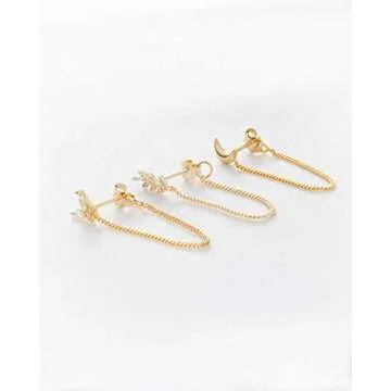 MILLA Silver & Gold Chain Earrings for Women - 14K Gold Butterfly Earrings for Women & More Trendy Earrings Styles - Comfortable Cute Earrings Aesthetic Jewelry (14K Gold Plated/CZ Butterfly)