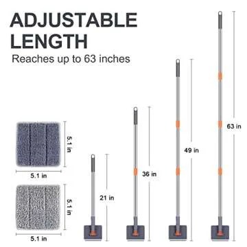 Baseboard Cleaner Tool with Long Handle - ROKOXIN Cleaning Tools Mop for Baseboard Molding Duster, Ceiling Wall Window Cleaner with 6 Reusable Microfiber Mop Pads